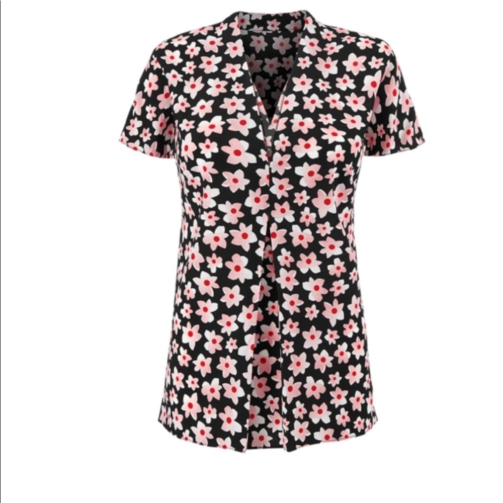 CAbi Harmony Blouse #5347 Large Dolman Sleeve Floral Pink